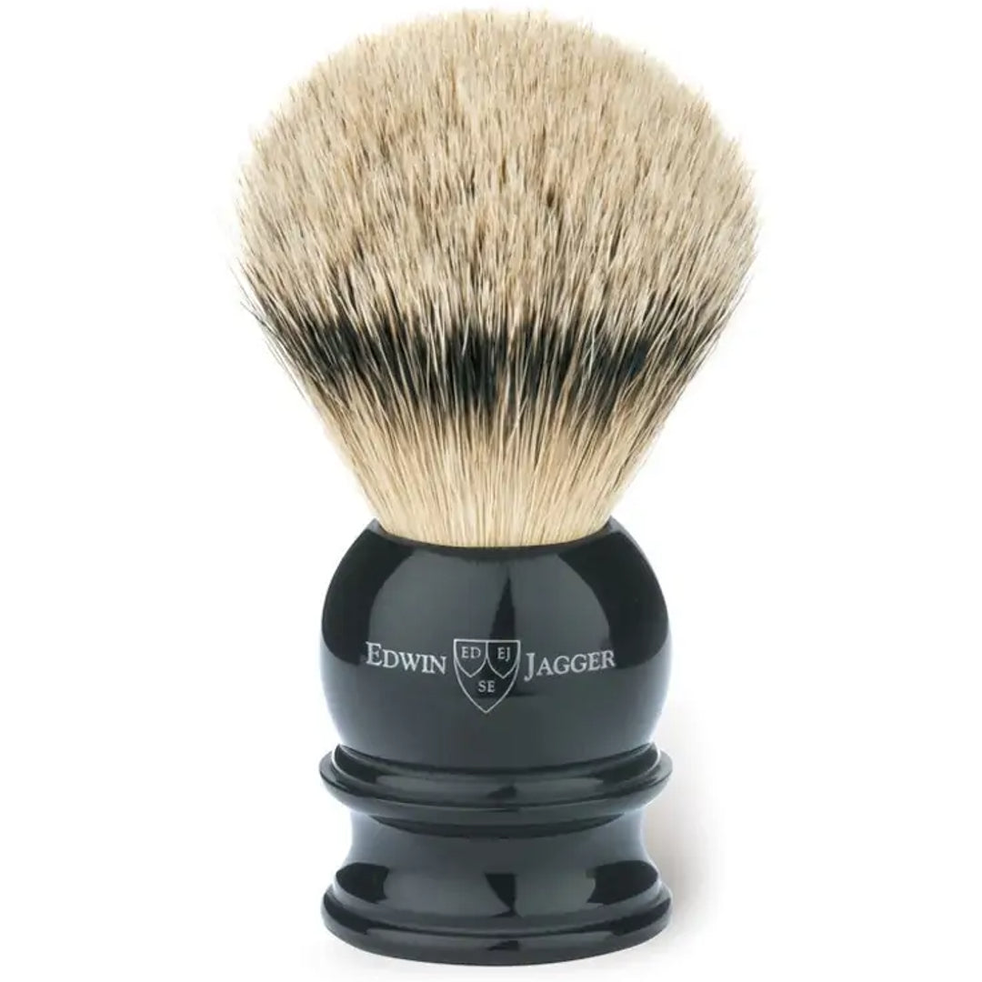 Black Shaving Brush XL (Silver Tip) with Stand