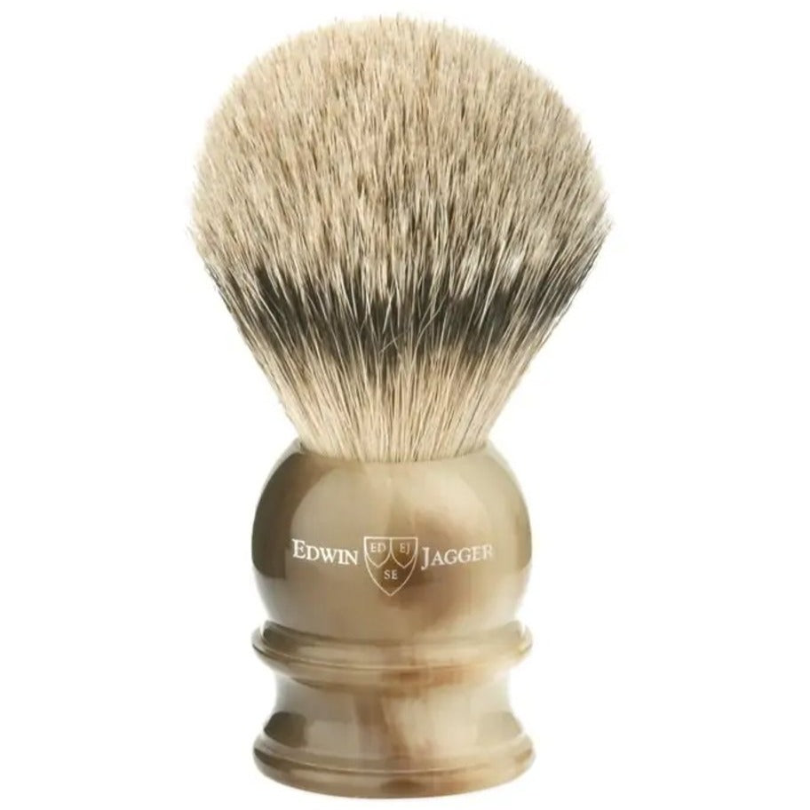 Horn Silver Tip Shaving Brush XL with Stand