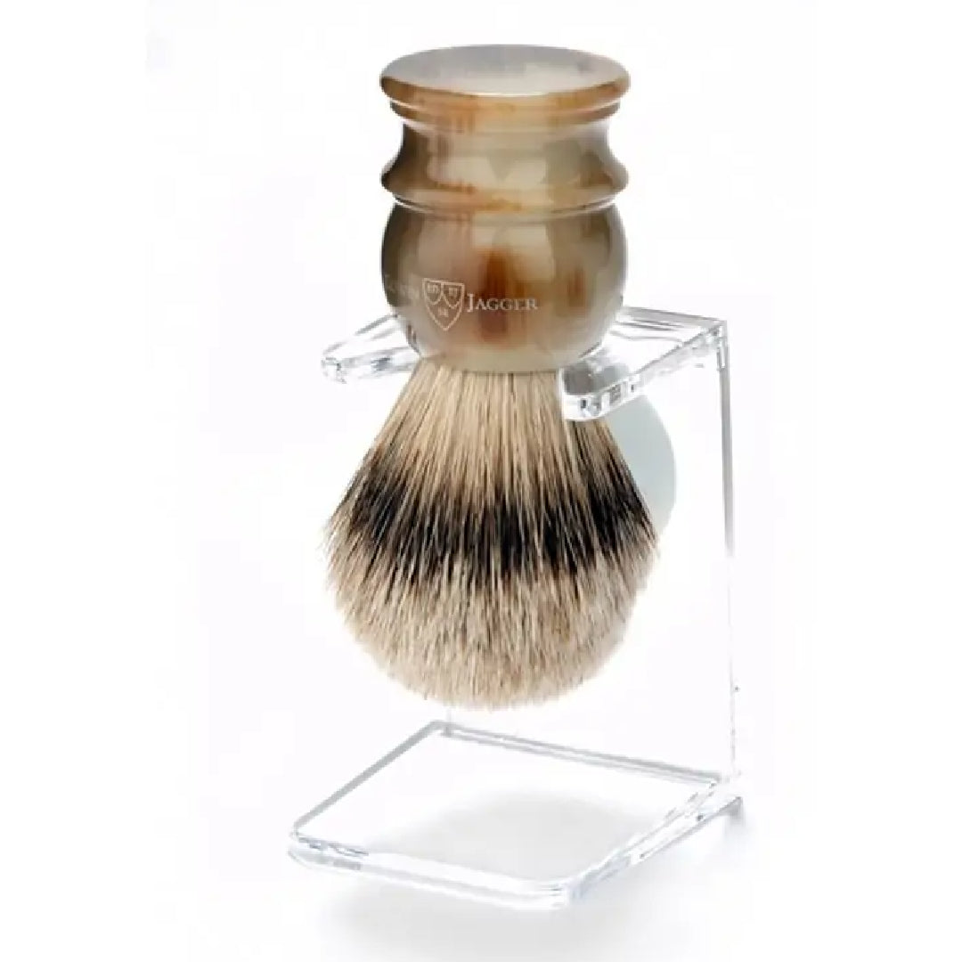 Horn Silver Tip Shaving Brush XL with Stand